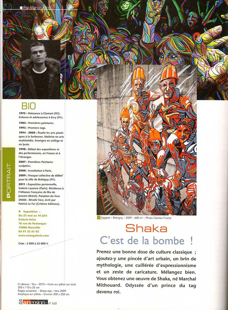 Marchal Mithouard, Shaka. Artension-Mars. Article dans le magazine Artension de mars 2012