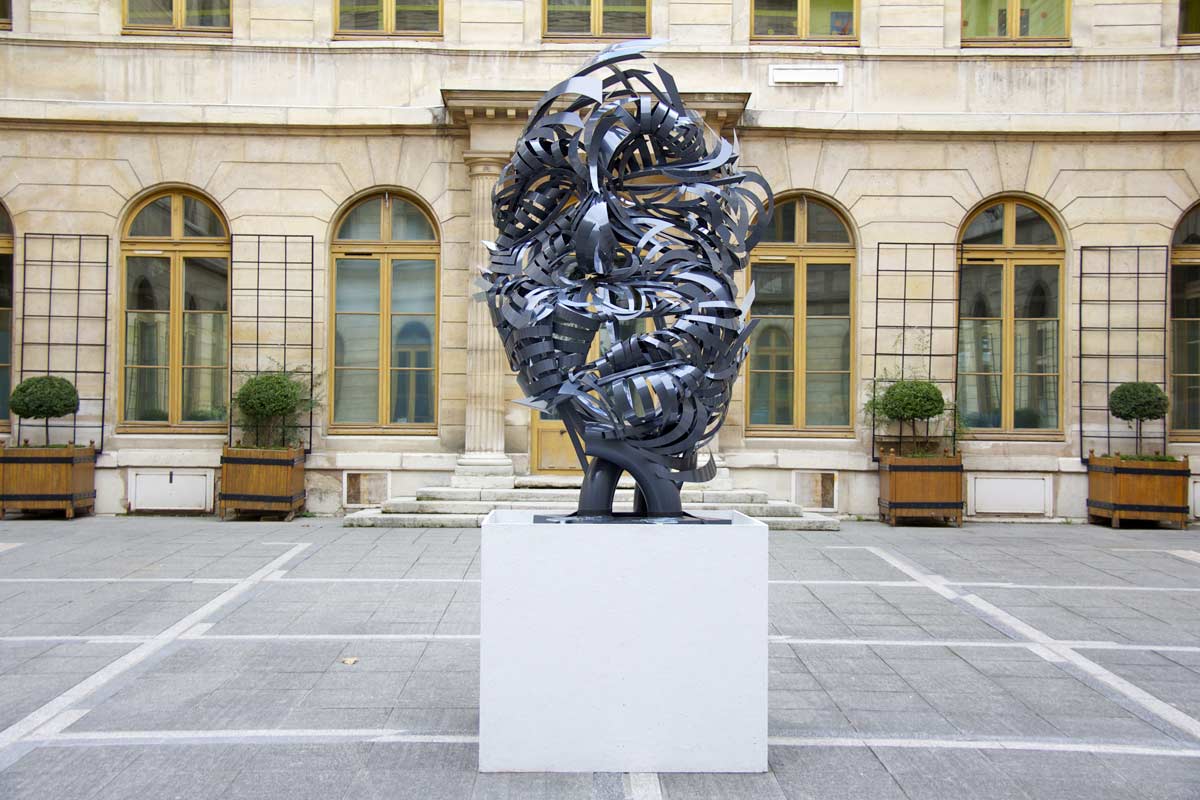Marchal Mithouard, Shaka. Onde De Choc. Steel Sculpture, Espace Beaujon, Paris.